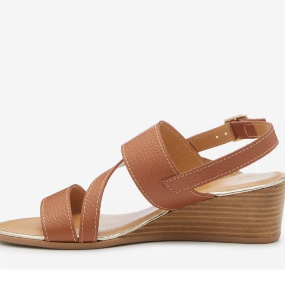 Coach And Four Sandals Wedge Leather Strappy Women's Size 11 Boho Resortwear - Picture 5 of 8